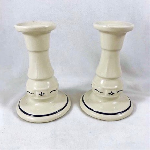 Longaberger Woven Blue Candle Holders - Picture 1 of 5